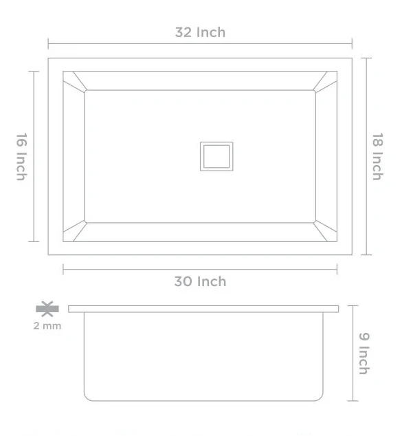 Bassino Handmade 304 GRADE Kitchen Sink 32x18 Inch ,Satin Finish