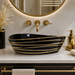 Premium Designer Ceramic Table Top Wash Basin, Black & Gold 