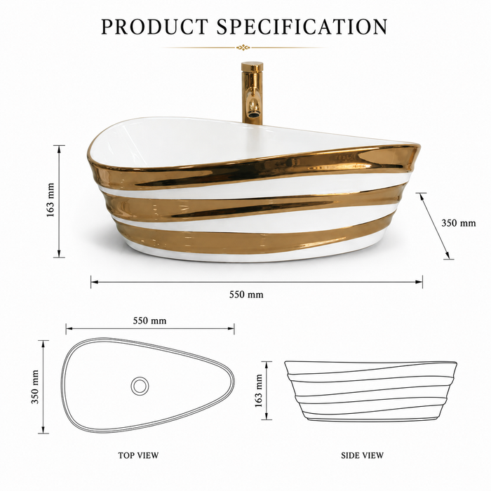 Premium Designer Ceramic Table Top Wash Basin size 