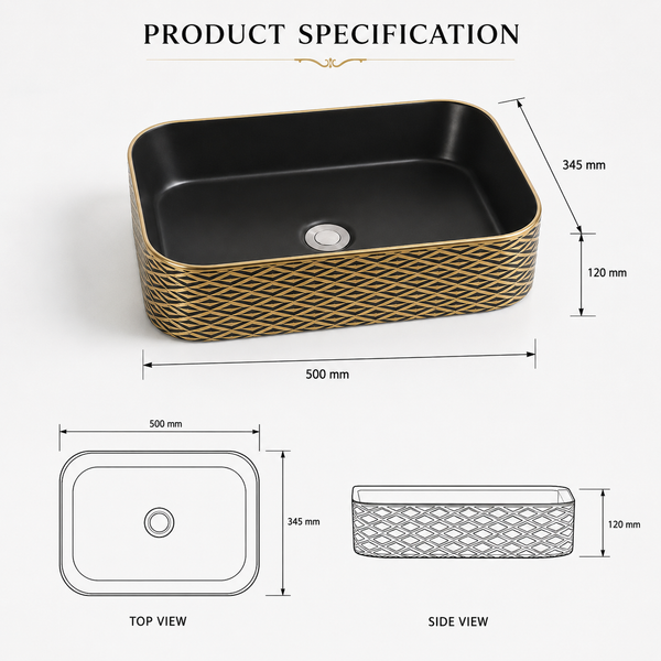 Premium Designer Multi-Print Table Top Basin (20x14x5 In)