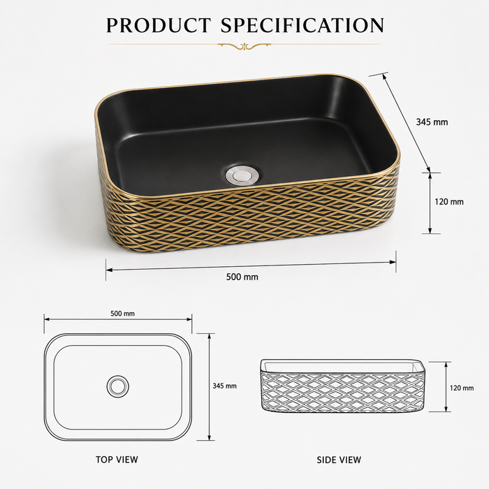 Premium Designer Multi-Print Table Top Basin (20x14x5 In)