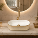Premium Designer Table top Wash Basin (19x13x5.25 In) White Gold