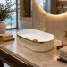 Premium Designer Table top Wash Basin (19x13x5.25 In) White Gold