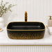 Premium Matte Black & Gold Rectangular Counter top wash basin