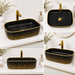 Premium Matte Black & Gold Rectangular Counter top wash basin