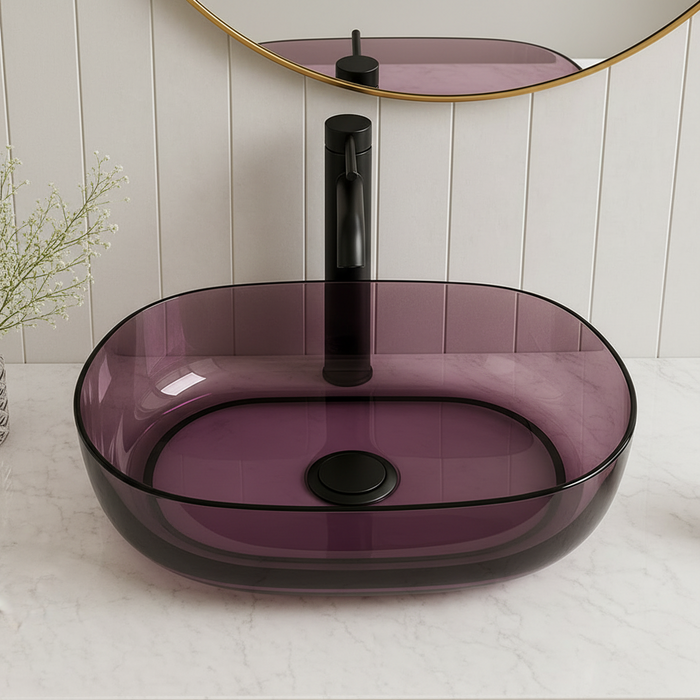 Purple Rectangle Transparent Resin Wash Basin   