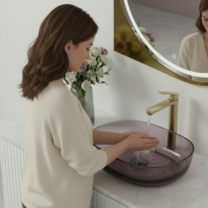 Purple Rectangle Transparent Resin Wash Basin   