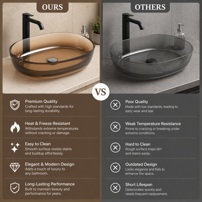 Rectangle Brown Transparent Resin Wash Basin