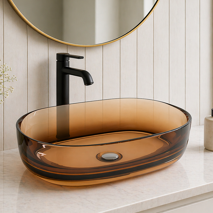Rectangle Brown Transparent Resin Wash Basin