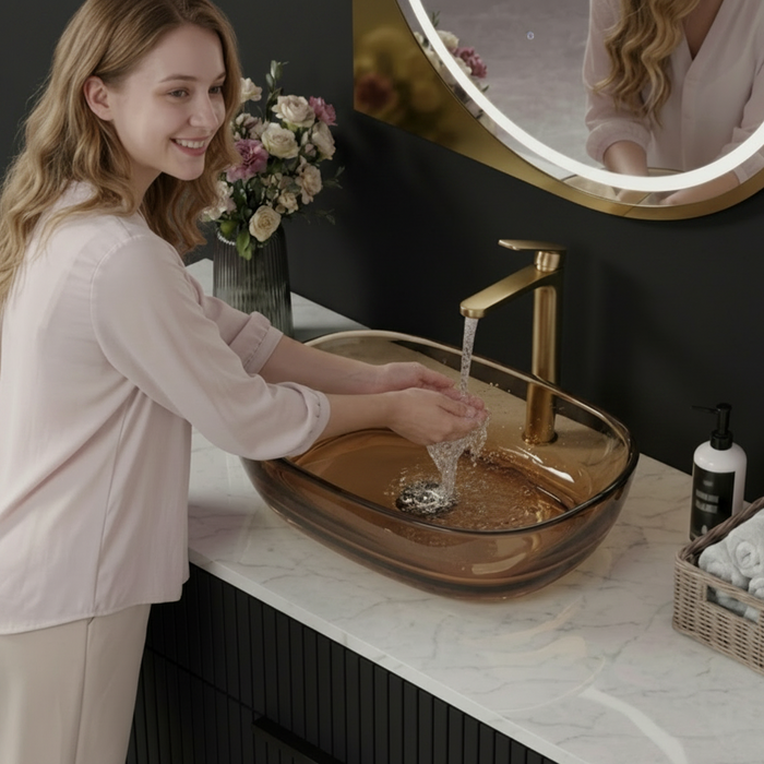 Rectangle Brown Transparent Resin Wash Basin