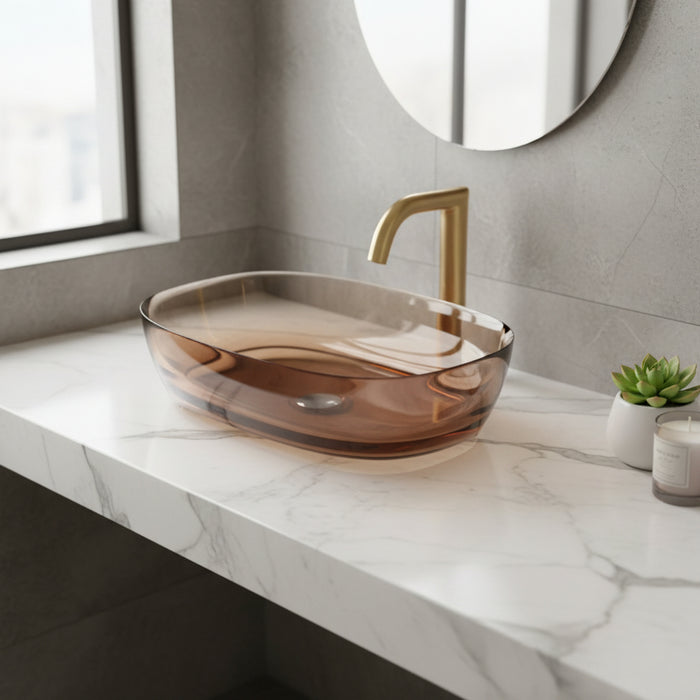 Rectangle Brown Transparent Resin Wash Basin
