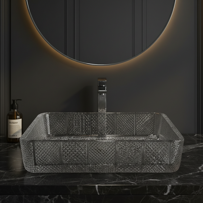 Rectangle Transparent Glass Wash Basin