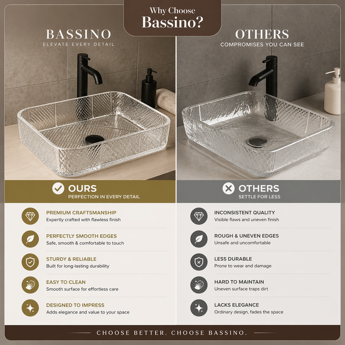 Rectangle Transparent Glass Wash Basin