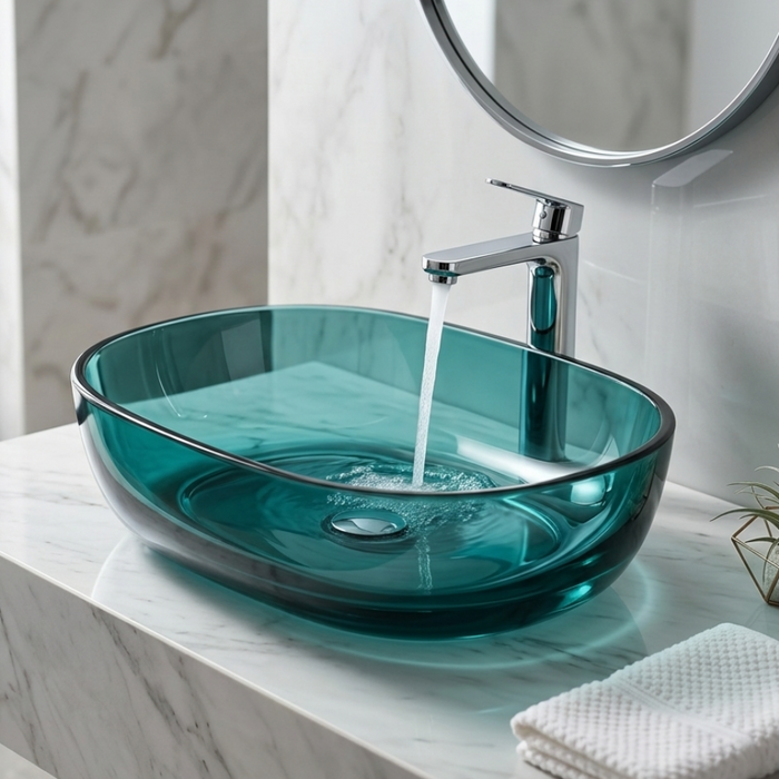 Rectangle Transparent Resin Wash Basin