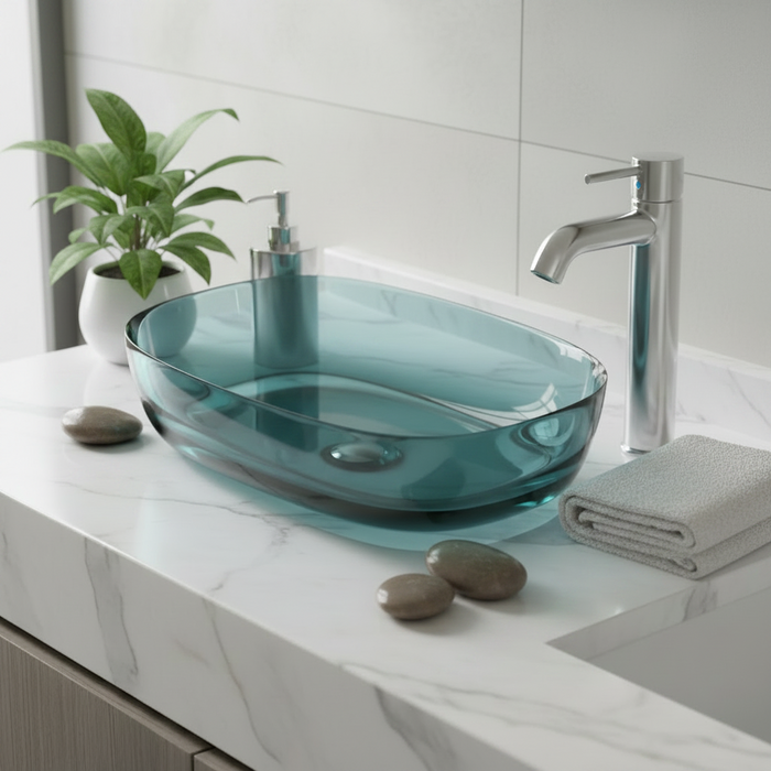 Rectangle Transparent Resin Wash Basin