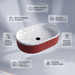 Red ribbed ceramic oval table top wash basin with white multicolour terrazzo finish interior, 600 x 340 x 130 mm, modern countertop bathroom basin