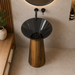 Resin with Wooden design artificial stone pedestal wash basin 