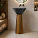Resin with Wooden design artificial stone pedestal wash basin 