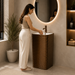 Rose Gold Ceramic Pedestal Wash Basin