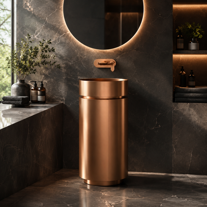 Rose Gold Metal Pedestal Wash Basin