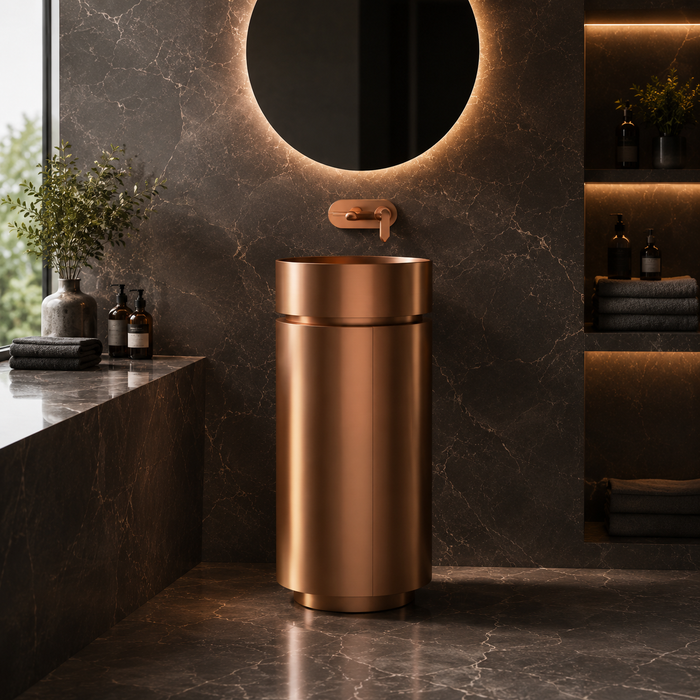 Rose Gold Metal Pedestal Wash Basin