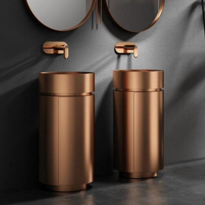 Rose Gold Metal Pedestal Wash Basin