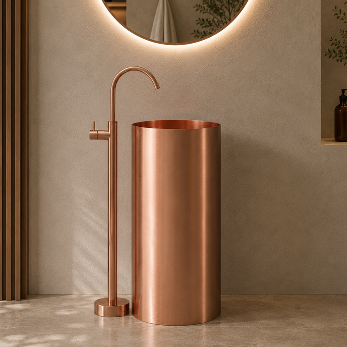 Rose Gold Metal Pedestal Wash Basin