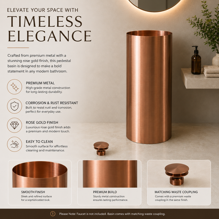 Rose Gold Metal Pedestal Wash Basin