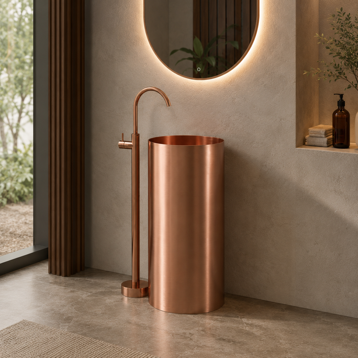 Rose Gold Metal Pedestal Wash Basin