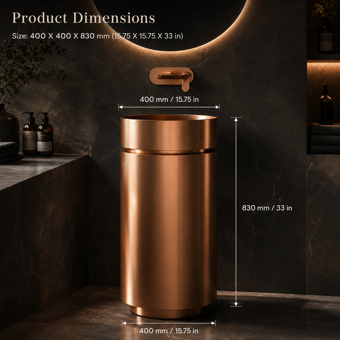 Rose Gold Metal Pedestal Wash Basin