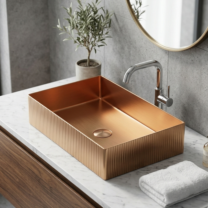 Rose Gold Rectangle Stainless Steel Countertop Wash Basin