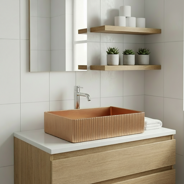 Modern Stainless Steel Countertop Wash Basin (500x352x110 mm) Rose gold