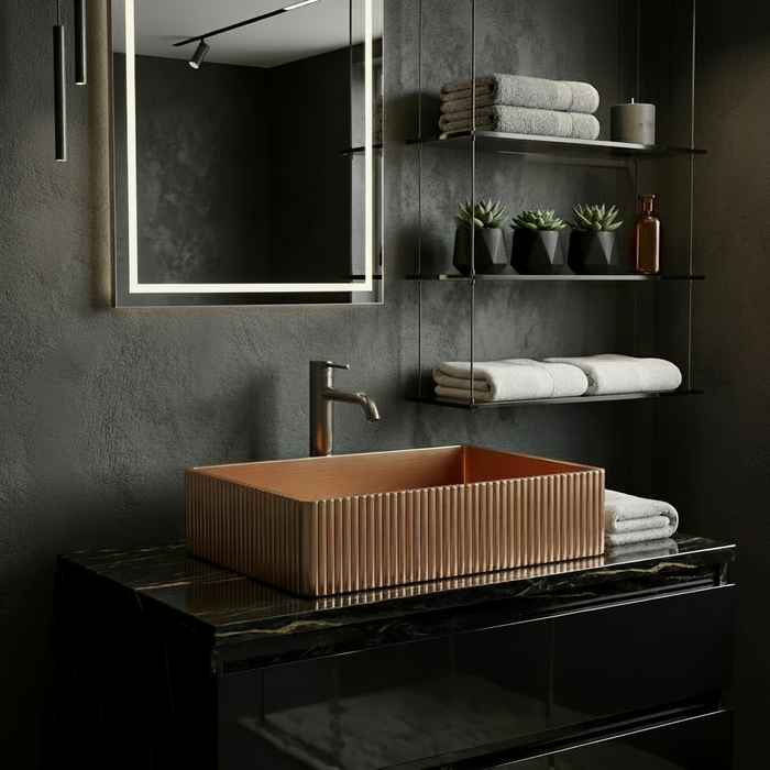 Rose Gold Rectangle Stainless Steel Countertop Wash Basin