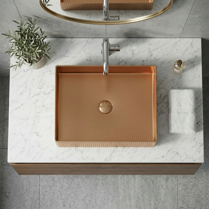 Rose Gold Rectangle Stainless Steel Countertop Wash Basin