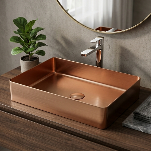 Rose Gold Rectangle Stainless Steel Wash Basin