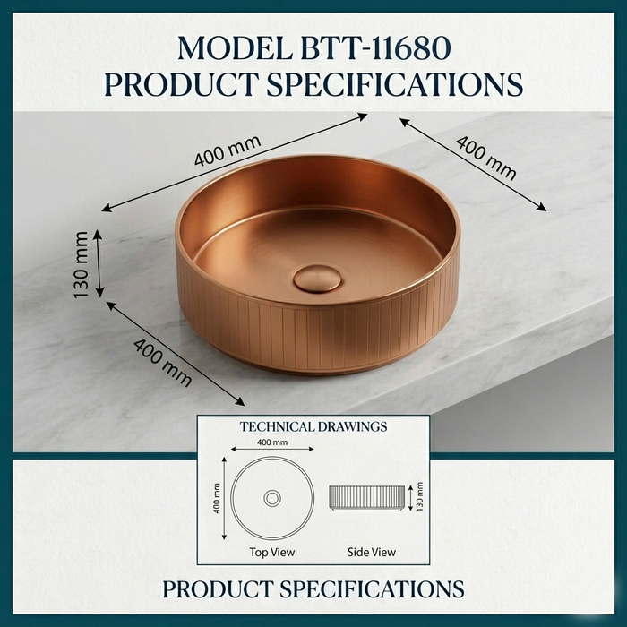 Rose Gold Stainless Steel Wash Basin