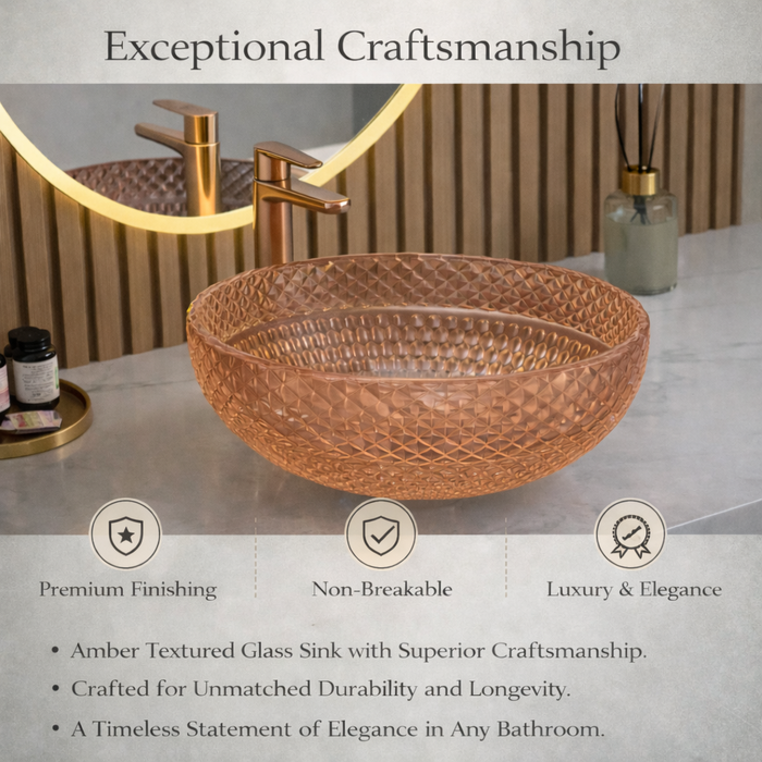 Rose Gold Transparent Glass Wash Basin 5