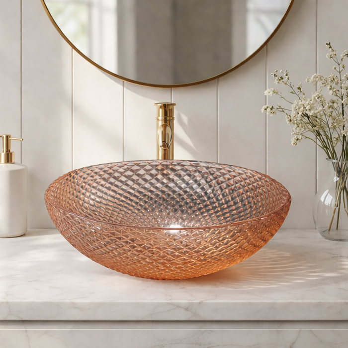 Rose Gold Transparent Glass Wash Basin 7
