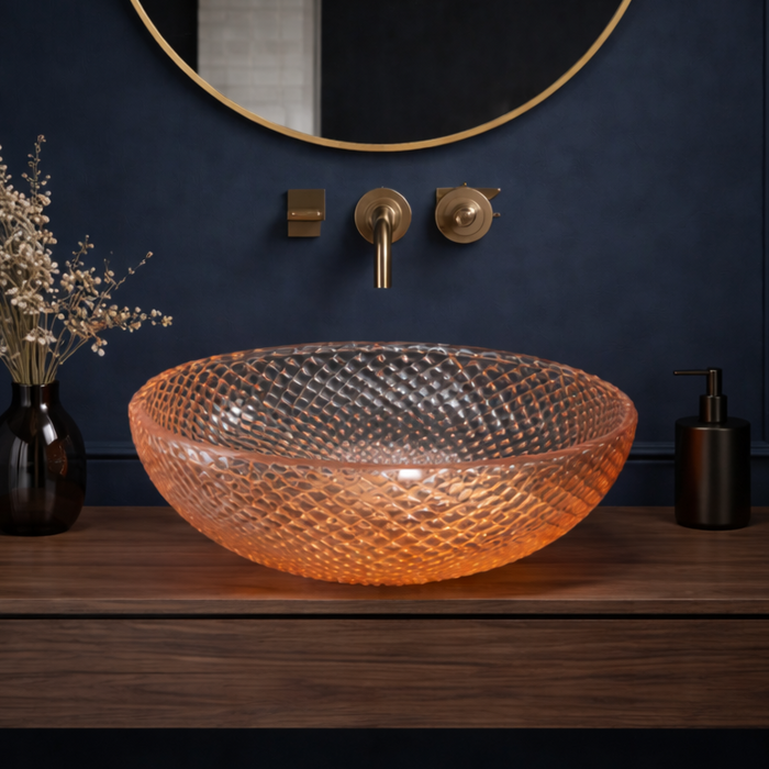 Rose Gold Transparent Glass Wash Basin 8
