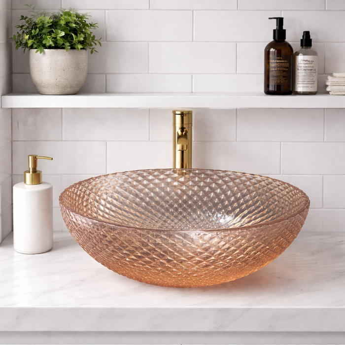 Rose Gold Transparent Glass Wash Basin 9
