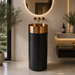 Rose Gold and Black Metal Pedestal Wash Basin  