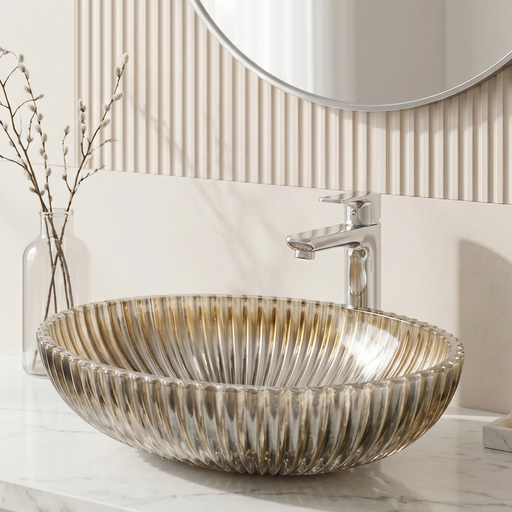 Rose gold Glass Table Top Wash Basin