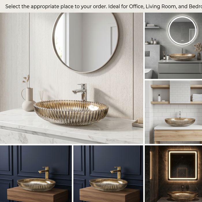 Rose gold Glass Table Top Wash Basin