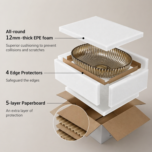Premium Glass Table Top Wash Basin, Transparent Finish (530x350x150 MM) Rose gold