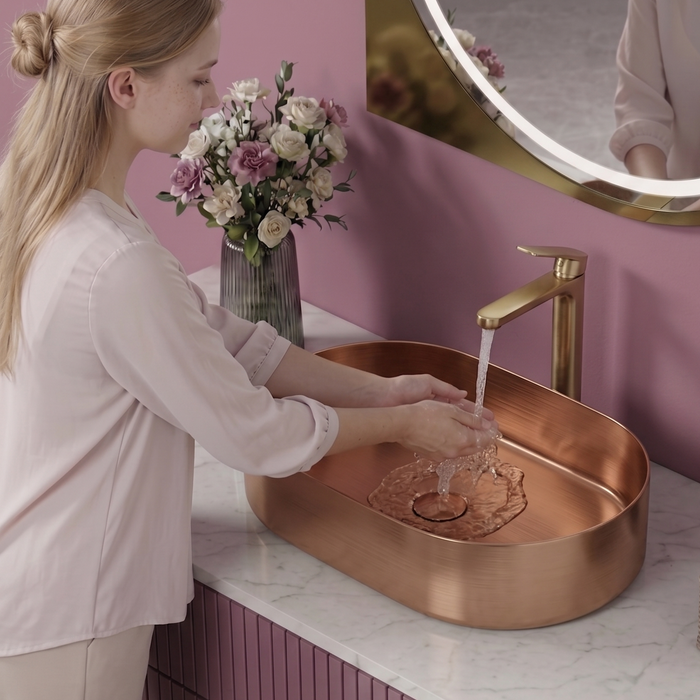 Rose gold Round Edges Stainless Steel Wash Basin