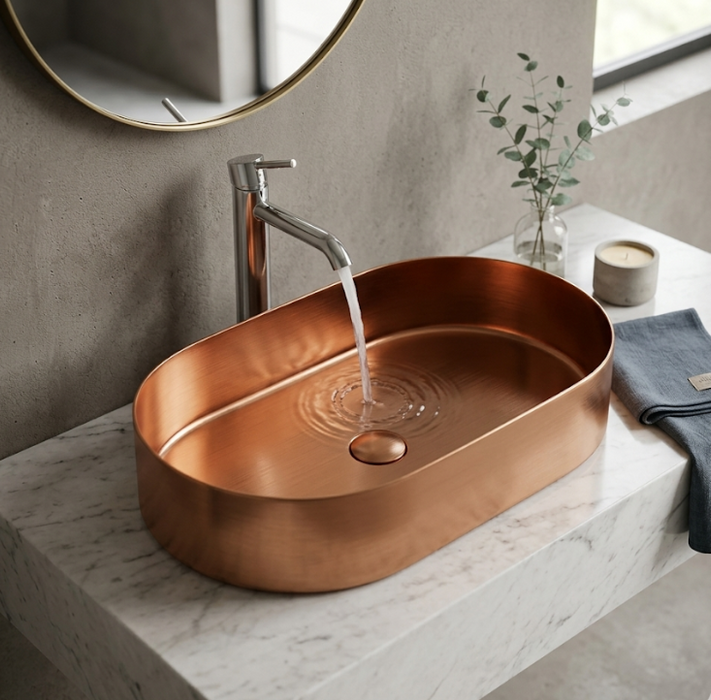 Rose gold Round Edges Stainless Steel Wash Basin Size