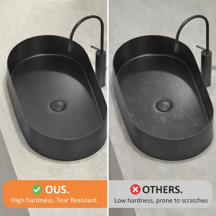 Round Edges Black Stainless Steel Wash Basin 
