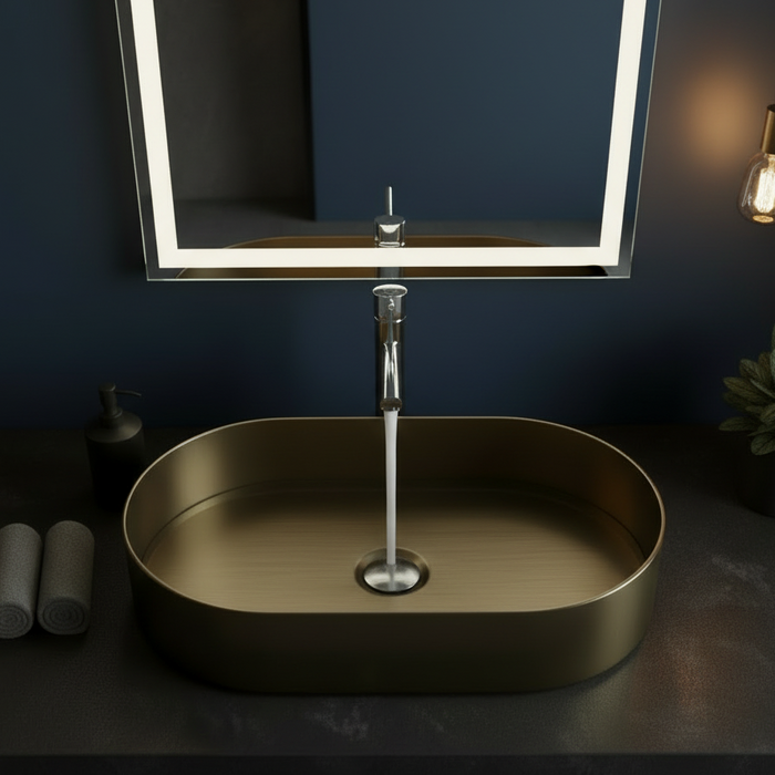 Round Edges Bronze Stainless Steel Wash Basin 