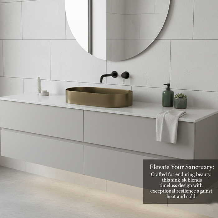 Round Edges Bronze Stainless Steel Wash Basin 