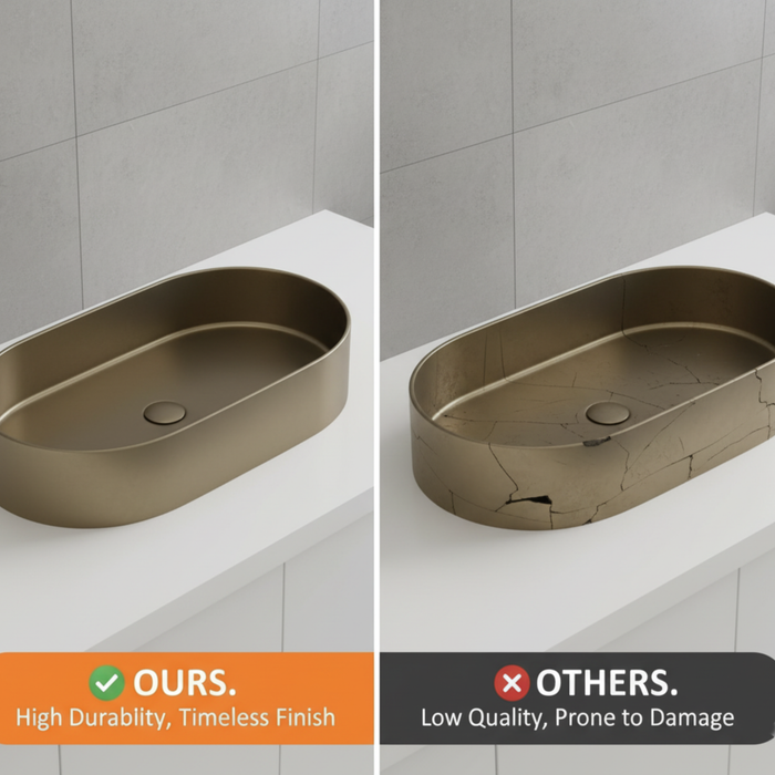 Round Edges Bronze Stainless Steel Wash Basin 